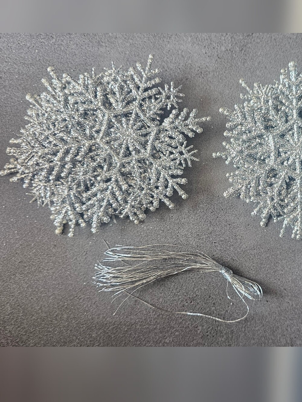 Silver Glitter Snowflake Ornaments - Decorative Holiday Set Of 20